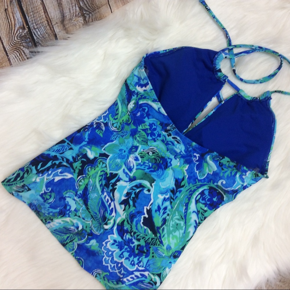 New Ralph Lauren Blue Exotic Paisley Tankini Set 6 - Picture 6 of 10